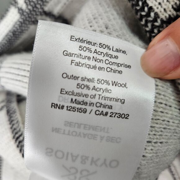 Soia & Kyo Benela Wool Blend Knit Long Cardigan Coat Duster Sz S  Grey plaid - Picture 8 of 10